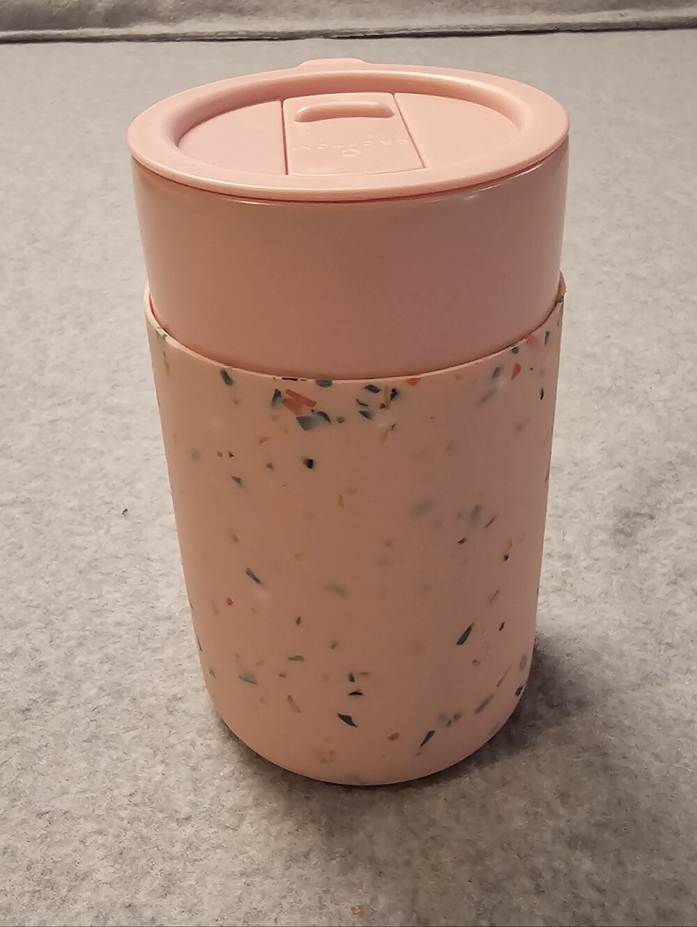 Crofton Pink Terrazzo Stoneware Insulated Mug With Silicone Sleeve